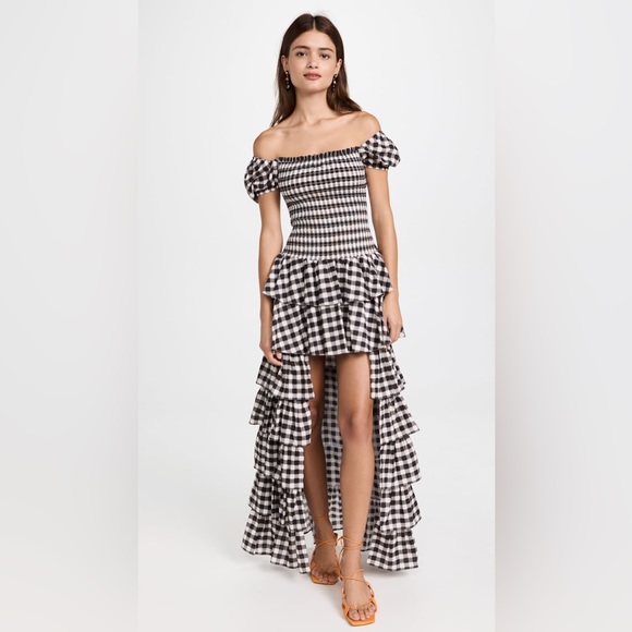 NWT $695 Caroline Constas Malta Gown In Black Check Plaid Size XS - Picture 3 of 8